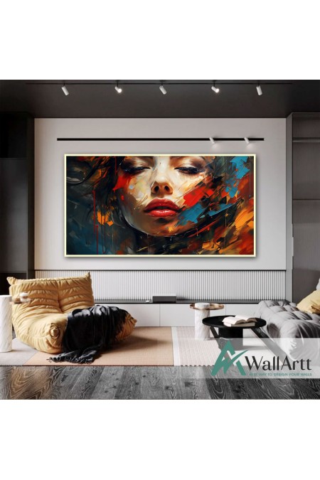 Woman with Red Lips 3D Heavy Textured Partial oil Painting